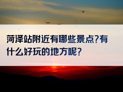 菏泽站附近有哪些景点？有什么好玩的地方呢？