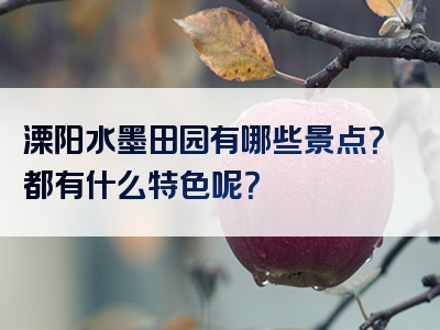 溧阳水墨田园有哪些景点？都有什么特色呢？