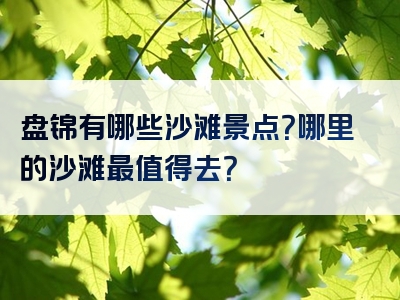 盘锦有哪些沙滩景点？哪里的沙滩最值得去？