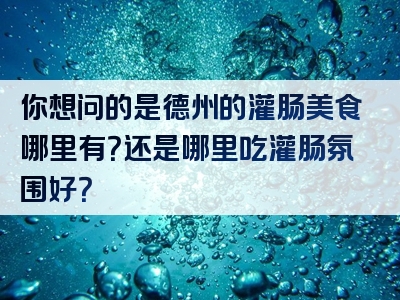 你想问的是德州的灌肠美食哪里有？还是哪里吃灌肠氛围好？