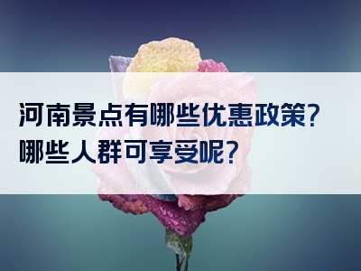 河南景点有哪些优惠政策？哪些人群可享受呢？