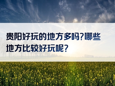 贵阳好玩的地方多吗？哪些地方比较好玩呢？