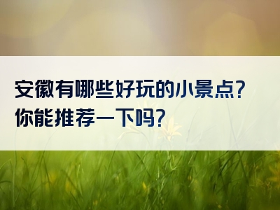 安徽有哪些好玩的小景点？你能推荐一下吗？