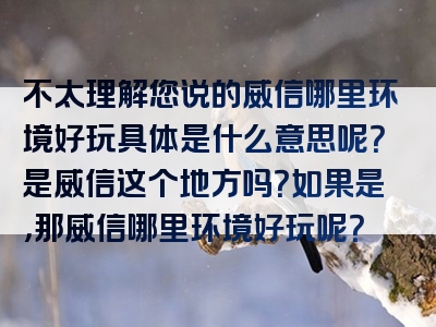 不太理解您说的威信哪里环境好玩具体是什么意思呢？是威信这个地方吗？如果是，那威信哪里环境好玩呢？