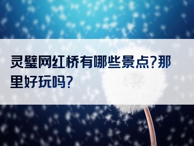 灵璧网红桥有哪些景点？那里好玩吗？