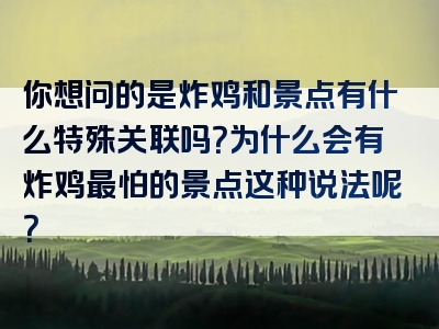 你想问的是炸鸡和景点有什么特殊关联吗？为什么会有炸鸡最怕的景点这种说法呢？