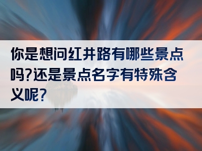 你是想问红井路有哪些景点吗？还是景点名字有特殊含义呢？