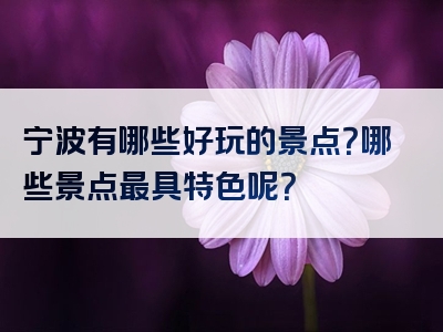 宁波有哪些好玩的景点？哪些景点最具特色呢？