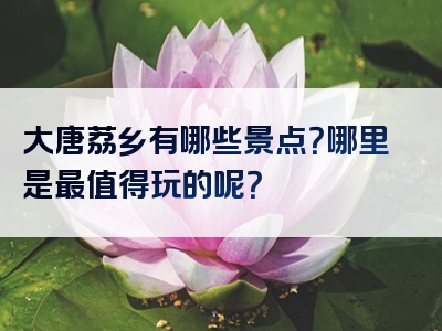 大唐荔乡有哪些景点？哪里是最值得玩的呢？