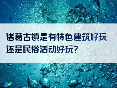 诸葛古镇是有特色建筑好玩还是民俗活动好玩？