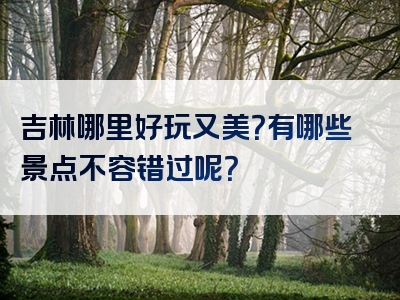 吉林哪里好玩又美？有哪些景点不容错过呢？