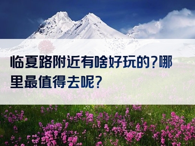 临夏路附近有啥好玩的？哪里最值得去呢？