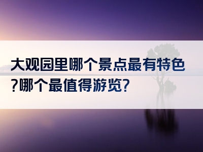 大观园里哪个景点最有特色？哪个最值得游览？