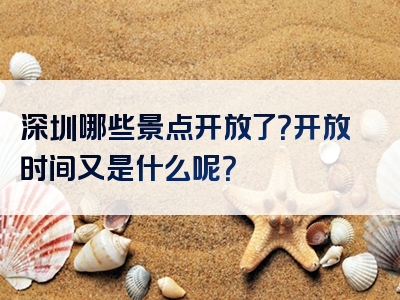 深圳哪些景点开放了？开放时间又是什么呢？