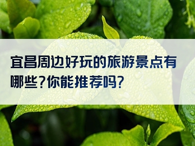 宜昌周边好玩的旅游景点有哪些？你能推荐吗？