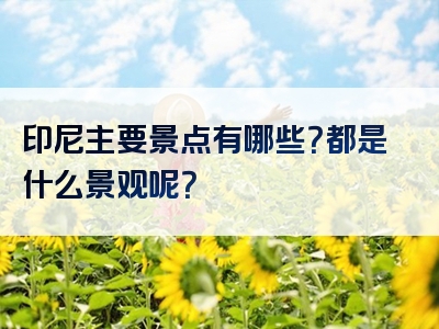 印尼主要景点有哪些？都是什么景观呢？