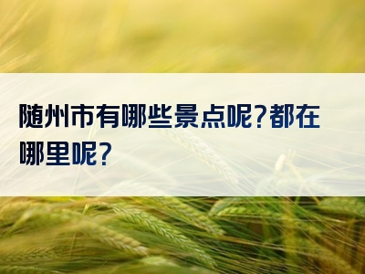 随州市有哪些景点呢？都在哪里呢？