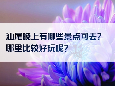 汕尾晚上有哪些景点可去？哪里比较好玩呢？