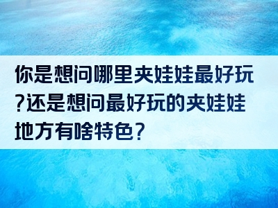 你是想问哪里夹娃娃最好玩？还是想问最好玩的夹娃娃地方有啥特色？