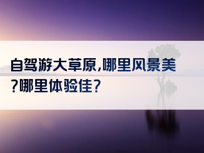 自驾游大草原，哪里风景美？哪里体验佳？