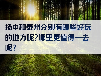 扬中和泰州分别有哪些好玩的地方呢？哪里更值得一去呢？