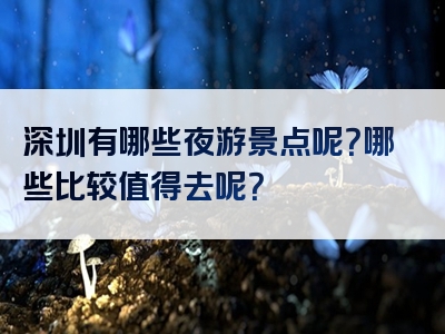 深圳有哪些夜游景点呢？哪些比较值得去呢？