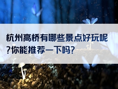 杭州高桥有哪些景点好玩呢？你能推荐一下吗？