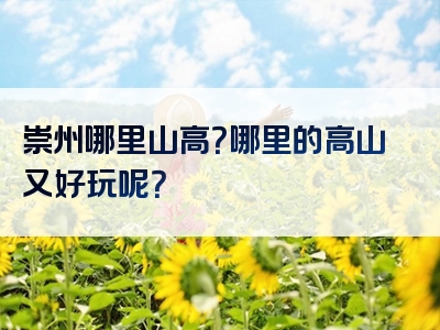 崇州哪里山高？哪里的高山又好玩呢？