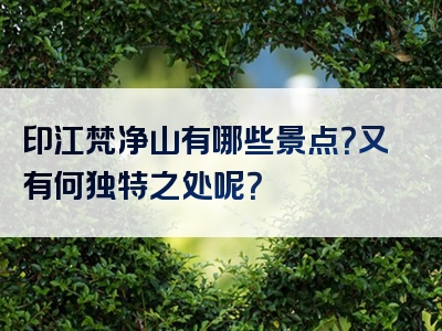 印江梵净山有哪些景点？又有何独特之处呢？