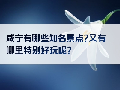 咸宁有哪些知名景点？又有哪里特别好玩呢？