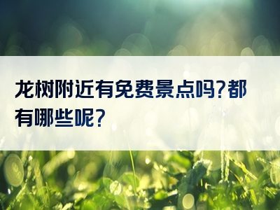 龙树附近有免费景点吗？都有哪些呢？