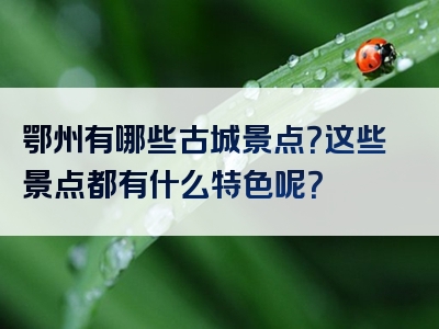 鄂州有哪些古城景点？这些景点都有什么特色呢？