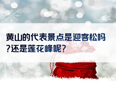 黄山的代表景点是迎客松吗？还是莲花峰呢？