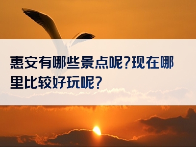 惠安有哪些景点呢？现在哪里比较好玩呢？