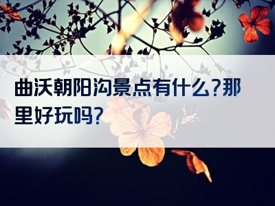 曲沃朝阳沟景点有什么？那里好玩吗？
