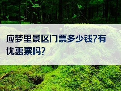 应梦里景区门票多少钱？有优惠票吗？