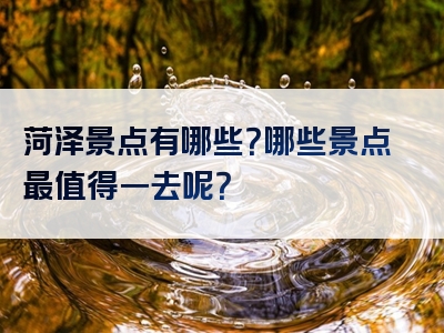 菏泽景点有哪些？哪些景点最值得一去呢？