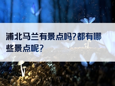 浦北马兰有景点吗？都有哪些景点呢？