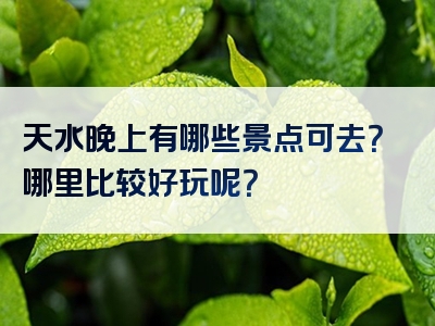 天水晚上有哪些景点可去？哪里比较好玩呢？