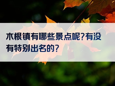 木根镇有哪些景点呢？有没有特别出名的？