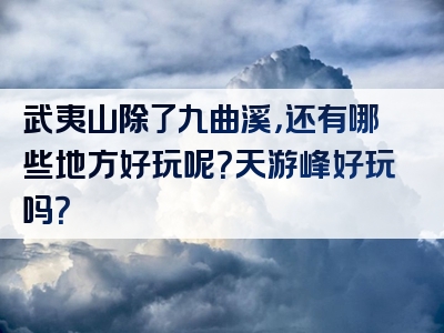 武夷山除了九曲溪，还有哪些地方好玩呢？天游峰好玩吗？