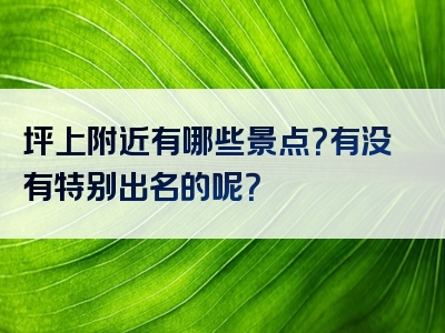 坪上附近有哪些景点？有没有特别出名的呢？