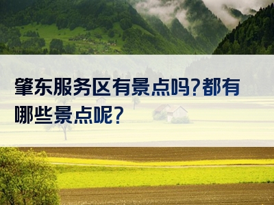 肇东服务区有景点吗？都有哪些景点呢？