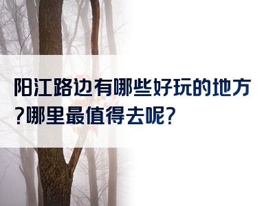 阳江路边有哪些好玩的地方？哪里最值得去呢？