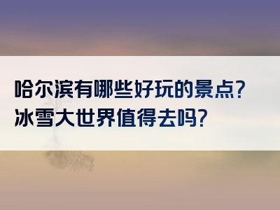 哈尔滨有哪些好玩的景点？冰雪大世界值得去吗？