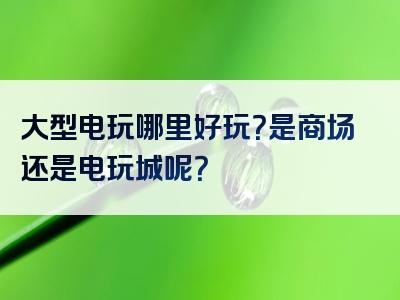 大型电玩哪里好玩？是商场还是电玩城呢？