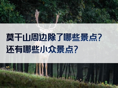 莫干山周边除了哪些景点？还有哪些小众景点？