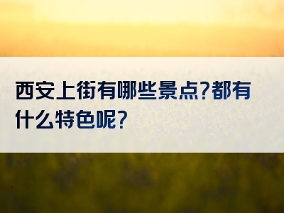 西安上街有哪些景点？都有什么特色呢？