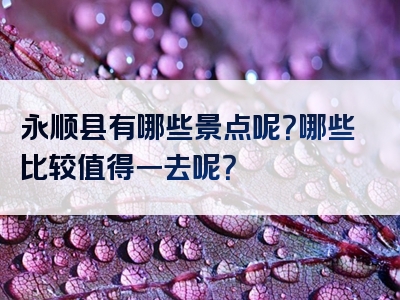 永顺县有哪些景点呢？哪些比较值得一去呢？