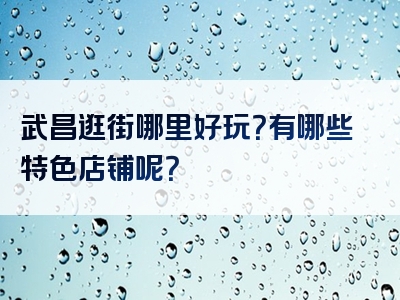 武昌逛街哪里好玩？有哪些特色店铺呢？